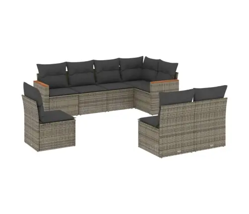 8-Daļīgs Dārza Dīvāna Komplekts Ar Matračiem, Pelēks Pe Pinums Vidaxl