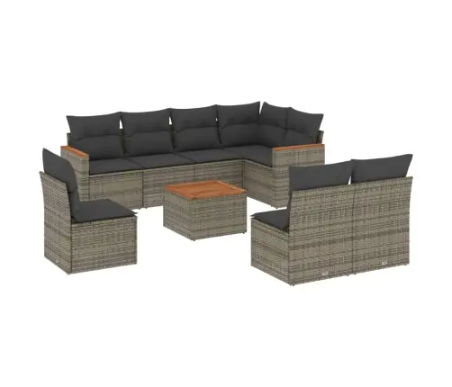 9-Daļīgs Dārza Dīvāna Komplekts Ar Matračiem, Pelēks Pe Pinums Vidaxl