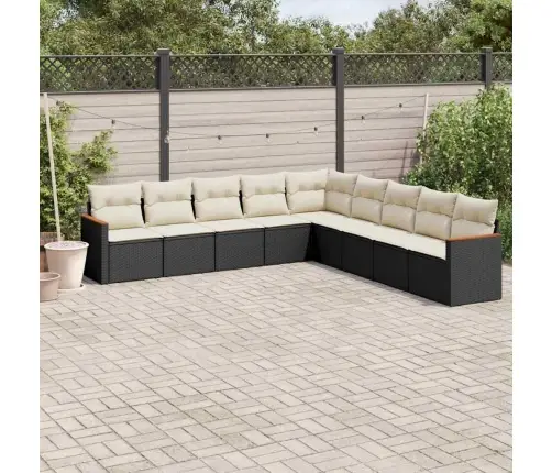 9-Daļīgs Dārza Dīvāna Komplekts, Matrači, Melna Pe Rotangpalma Vidaxl