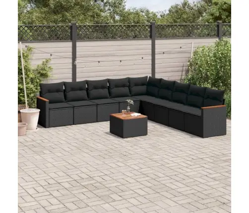 Sodo Komplektas Su Pagalvėlėmis, 10 Dalių, Juodas, Poliratanas