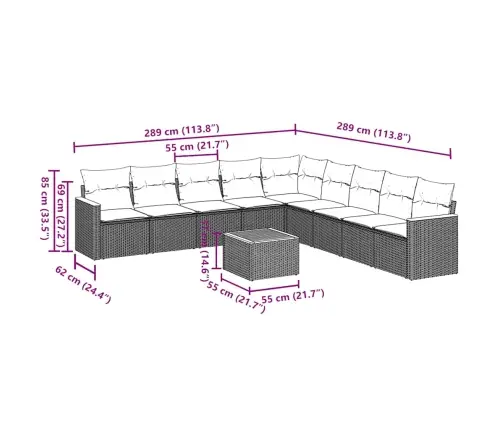 10-Daļīgs Dārza Dīvāna Komplekts, Matrači, Melna Pe Rotangpalma Vidaxl