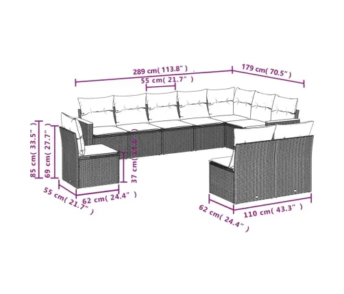 Sofos Komplektas Su Pagalvėlėmis, 10 Dalių, Smėlio, Poliratanas