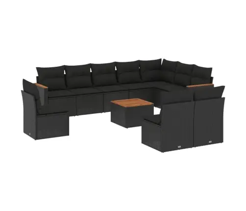 Sodo Komplektas Su Pagalvėlėmis, 11 Dalių, Juodas, Poliratanas