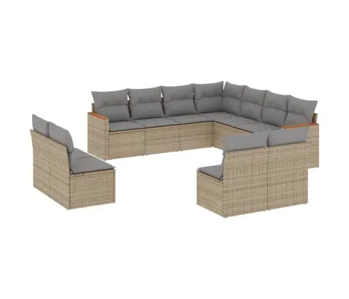 Sodo Komplektas Su Pagalvėlėmis, 11 Dalių, Smėlio, Poliratanas