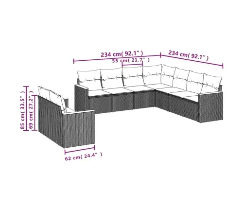 9-Daļīgs Dārza Dīvānu Komplekts, Matrači, Bēša Pe Rotangpalma Vidaxl