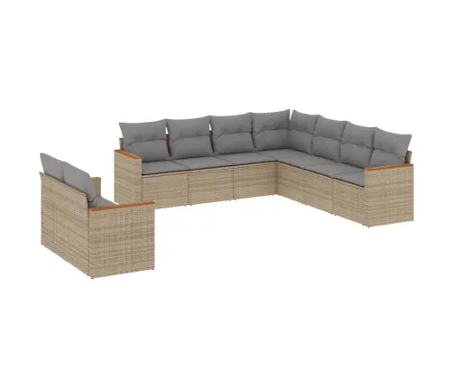 Sodo Komplektas Su Pagalvėlėmis, 9 Dalių, Smėlio, Poliratanas