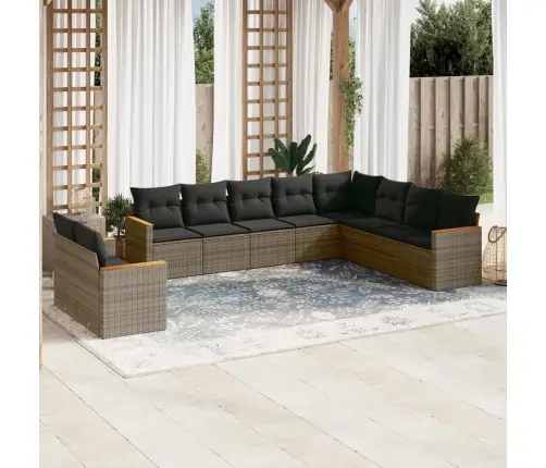 Sodo Komplektas Su Pagalvėlėmis, 10 Dalių, Pilkas, Poliratanas