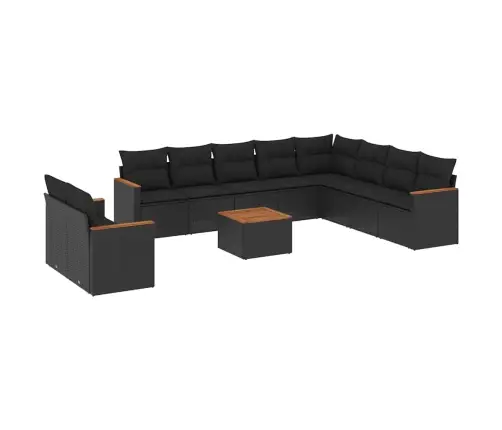 Sodo Komplektas Su Pagalvėlėmis, 11 Dalių, Juodas, Poliratanas