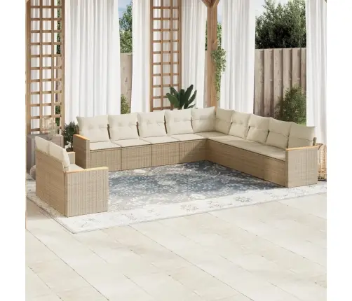 11-Osaline Aiadiivani Komplekt Patjadega, Beež, Polürotang