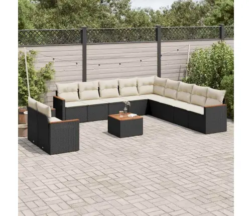 12-Daļīgs Dārza Dīvānu Komplekts, Matrači, Melna Pe Rotangpalma Vidaxl