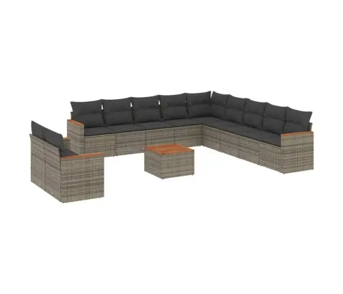 Sodo Komplektas Su Pagalvėlėmis, 12 Dalių, Pilkas, Poliratanas