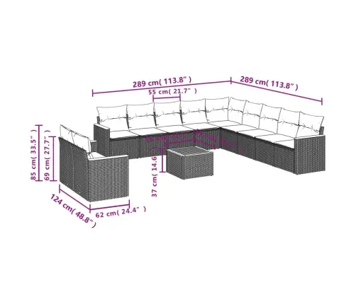 Sodo Komplektas Su Pagalvėlėmis, 12 Dalių, Pilkas, Poliratanas