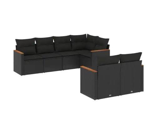 7-Daļīgs Dārza Dīvāna Komplekts Ar Matračiem, Melna Pe Vidaxl