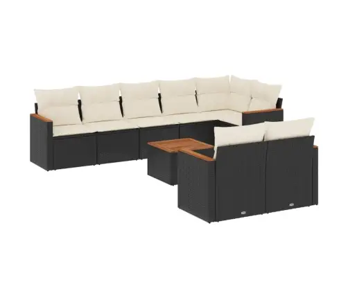 9-Daļīgs Dārza Dīvāna Komplekts, Matrači, Melna Pe Rotangpalma Vidaxl