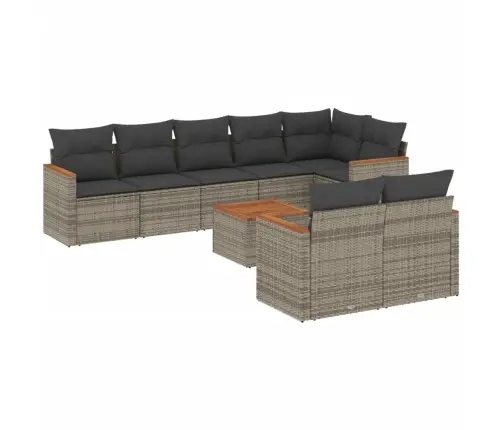 Sofos Komplektas Su Pagalvėlėmis, 9 Dalių, Pilkas, Poliratanas