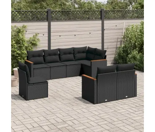 8-Daļīgs Dārza Dīvāna Komplekts, Matrači, Melna Pe Rotangpalma Vidaxl