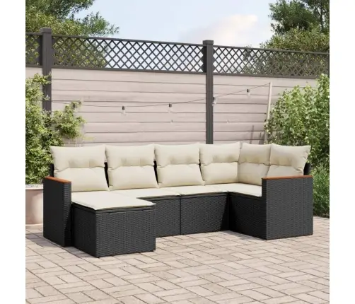 6-Daļīgs Dārza Dīvāna Komplekts, Matrači, Melna Pe Rotanpalma Vidaxl