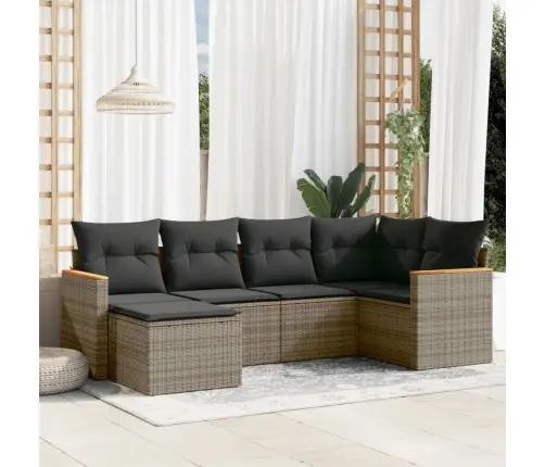 Sofos Komplektas Su Pagalvėlėmis, 6 Dalių, Pilkas, Poliratanas