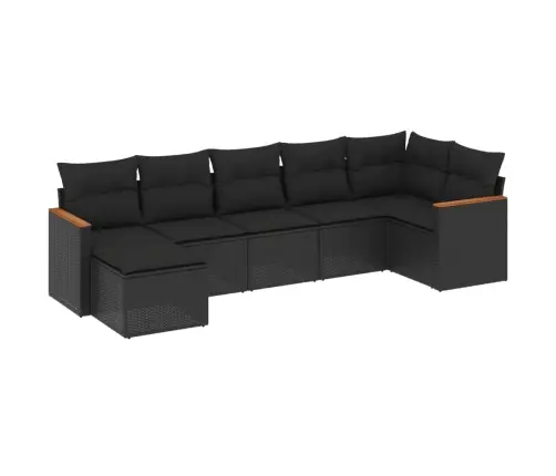 7-Daļīgs Dārza Dīvāna Komplekts Ar Matračiem, Melna Pe Vidaxl