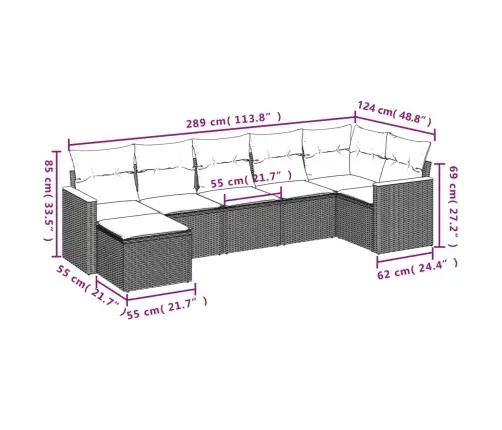 7-Daļīgs Dārza Dīvāna Komplekts Ar Matračiem, Melna Pe Vidaxl