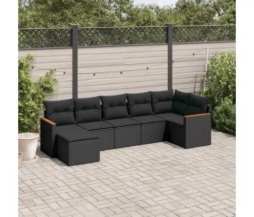 7-Daļīgs Dārza Dīvāna Komplekts Ar Matračiem, Melna Pe Vidaxl