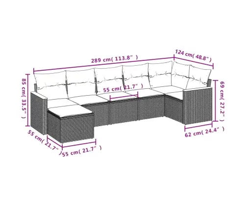 Sofos Komplektas Su Pagalvėlėmis, 7 Dalių, Smėlio, Poliratanas