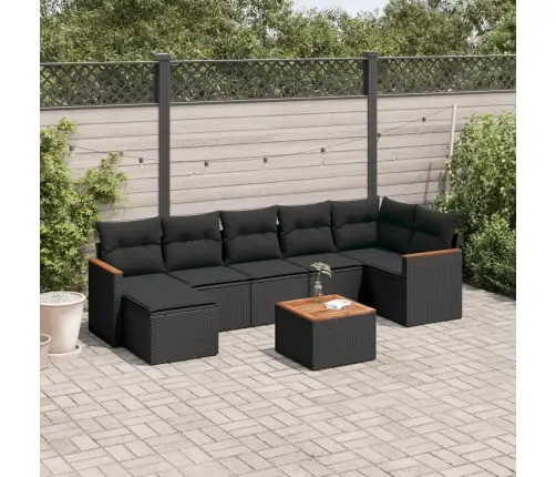 8-Daļīgs Dārza Dīvāna Komplekts, Matrači, Melna Pe Rotangpalma Vidaxl