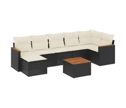 Sofos Komplektas Su Pagalvėlėmis, 8 Dalių, Juodas, Poliratanas