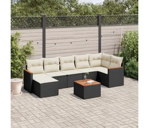 Sofos Komplektas Su Pagalvėlėmis, 8 Dalių, Juodas, Poliratanas