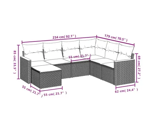 7-Daļīgs Dārza Dīvāna Komplekts Ar Matračiem, Melna Pe Vidaxl