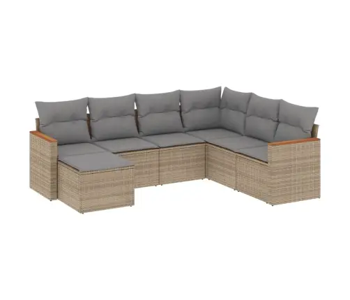 7-Daļīgs Dārza Dīvāna Komplekts, Matrači, Bēša Pe Rotangpalma Vidaxl