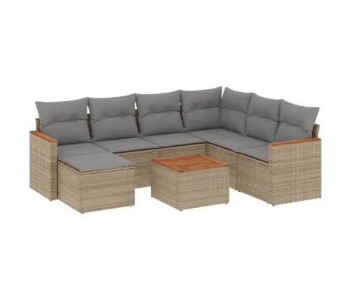 Sofos Komplektas Su Pagalvėlėmis, 8 Dalių, Smėlio, Poliratanas