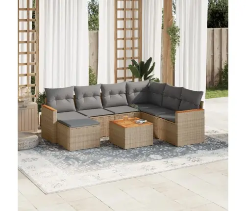 Sofos Komplektas Su Pagalvėlėmis, 8 Dalių, Smėlio, Poliratanas