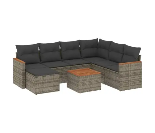 8-Daļīgs Dārza Dīvāna Komplekts Ar Matračiem, Pelēks Pe Pinums Vidaxl