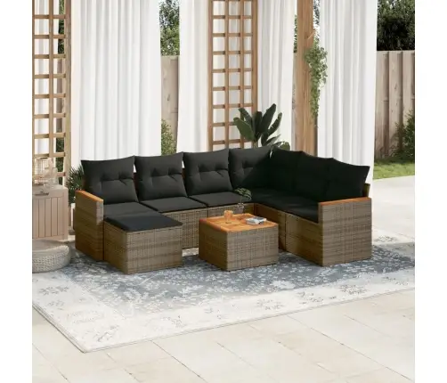 8-Daļīgs Dārza Dīvāna Komplekts Ar Matračiem, Pelēks Pe Pinums Vidaxl