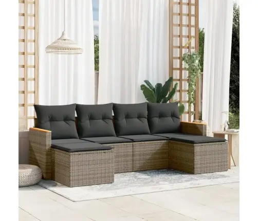 Sofos Komplektas Su Pagalvėlėmis, 6 Dalių, Pilkas, Poliratanas