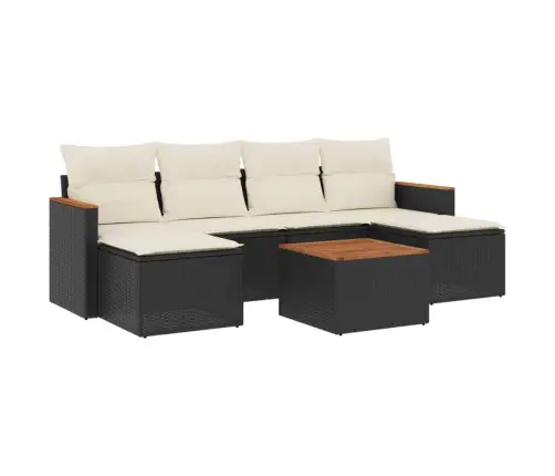 7-Daļīgs Dārza Dīvāna Komplekts Ar Matračiem, Melna Pe Vidaxl