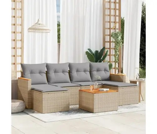 7-Osaline Aiadiivani Komplekt Patjadega, Beež, Polürotang