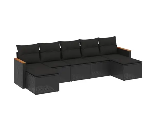 7-Daļīgs Dārza Dīvāna Komplekts Ar Matračiem, Melna Pe Vidaxl