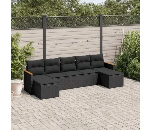 7-Daļīgs Dārza Dīvāna Komplekts Ar Matračiem, Melna Pe Vidaxl
