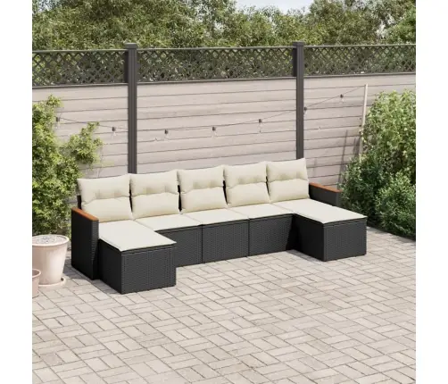 7-Daļīgs Dārza Dīvāna Komplekts Ar Matračiem, Melna Pe Vidaxl