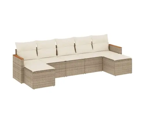 Sofos Komplektas Su Pagalvėlėmis, 7 Dalių, Smėlio, Poliratanas