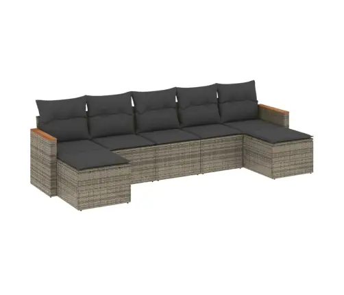 Sofos Komplektas Su Pagalvėlėmis, 7 Dalių, Pilkas, Poliratanas