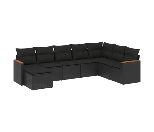 8-Daļīgs Dārza Dīvāna Komplekts, Matrači, Melna Pe Rotangpalma Vidaxl