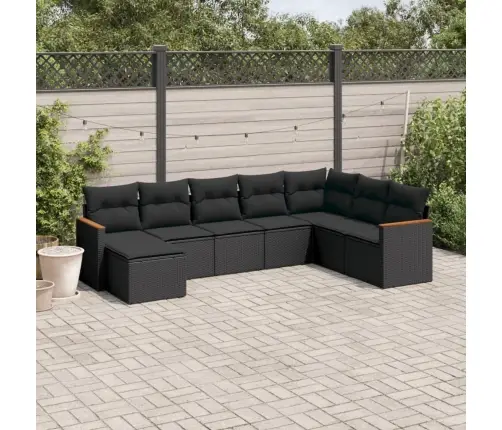 8-Daļīgs Dārza Dīvāna Komplekts, Matrači, Melna Pe Rotangpalma Vidaxl