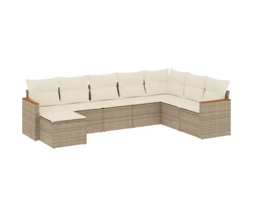 8-Daļīgs Dārza Dīvāna Komplekts, Matrači, Bēša Pe Rotangpalma Vidaxl