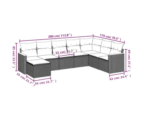 8-Daļīgs Dārza Dīvāna Komplekts, Matrači, Bēša Pe Rotangpalma Vidaxl