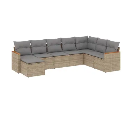 8-Daļīgs Dārza Dīvāna Komplekts, Matrači, Bēša Pe Rotangpalma Vidaxl