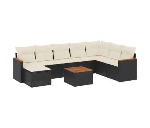 9-Daļīgs Dārza Dīvāna Komplekts, Matrači, Melna Pe Rotangpalma Vidaxl