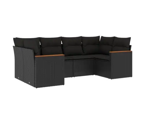 6-Daļīgs Dārza Dīvāna Komplekts, Matrači, Melna Pe Rotanpalma Vidaxl